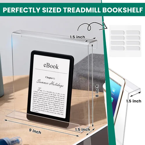Miniatura 2 de Jetec Soporte para libros para cinta de correr, estante de lectura acrílico transparente para cinta de correr, soporte universal, tableta, revistas