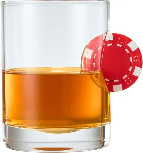 Miniatura 7 de Poker Chip - Vasos de whisky y vino Juego de 2 Up The Ante Stuck In The Glass Poker Chip - Cristalería de cóctel, regalo para jugador
