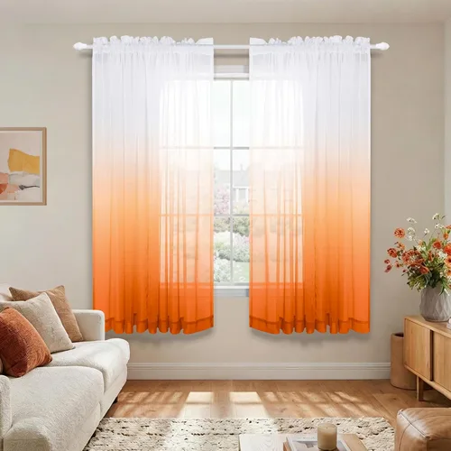 Miniatura 31 de KOUFALL Cortinas de ventana de baño para ducha, juego de 2 paneles de cortinas cortas transparentes en blanco y negro para cocina, dormitorio