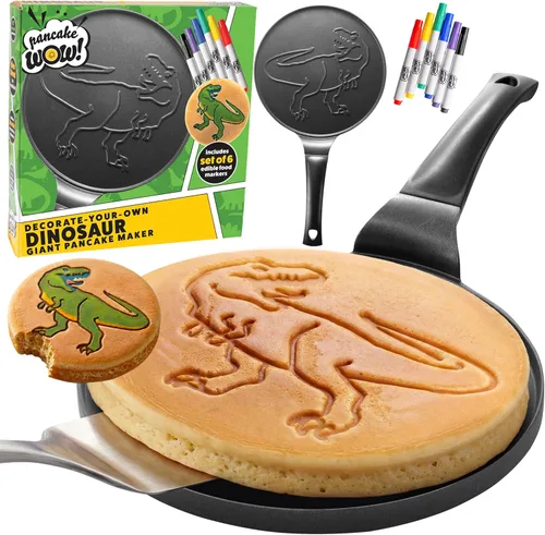 Sartén gigante para panqueques con diseño de dinosaurio, para hacer panqueques gigantes de 10 pulgadas para el desayuno de niños mágicos, decora y