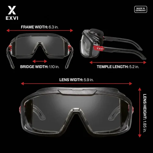 Miniatura 7 de Gafas de seguridad SG200 ANSI Z87.1, no OTG, antiniebla, resistentes a los arañazos, UV400, junta de goma (hasta un 95% de sello), protección contra