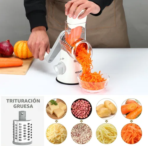 Miniatura 3 de Cambom Rallador de Queso Rotativo Rallador de Queso Manual con Manivela para Queso Fresco, Verduras, Nueces, Base de Succión Antideslizante, Cepillo