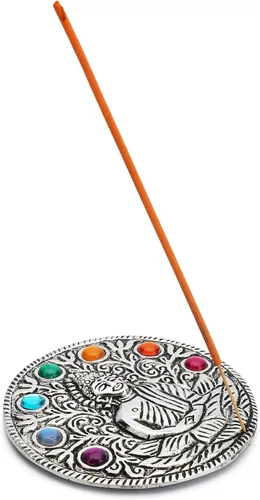 Miniatura 8 de Ajuny Soporte de incienso para quemador de varillas con colector de cenizas, 3 agujeros, de aluminio, redondo, para yoga, meditación, accesorios