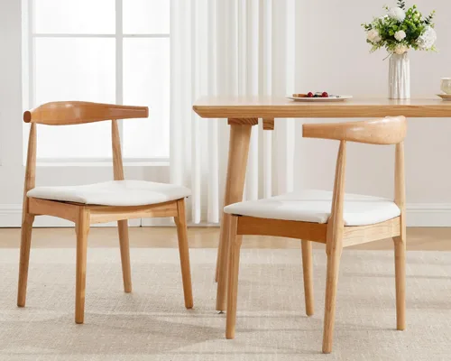 Miniatura 16 de VESCASA Juego de 2 sillas de comedor de mediados de siglo, sillas de comedor tapizadas de piel sintética, sillas de comedor de madera maciza