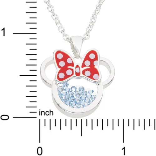 Miniatura 5 de Disney Women and Girls Birthstone Jewelry - Minnie Mouse Cubic Zirconia Shaker Pendant Necklace, Silver Plated, 18+2" Extender
