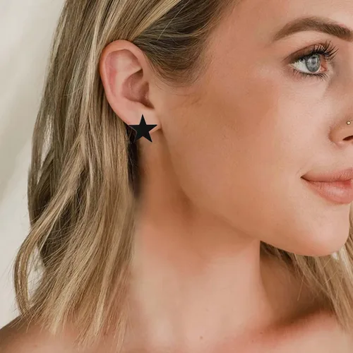 Miniatura 4 de Aretes de clip para mujer, aretes sin perforar, aretes de estrella, hipoalergénicos, ligeros, de acero inoxidable, geométricos