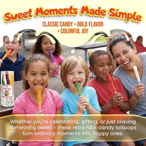 Miniatura 2 de Fusion Select Crystal Rock Candy Sticks - Bocadillos dulces de piruletas de azúcar duro con sabores fuertes, 12 caramelos surtidos extra grandes