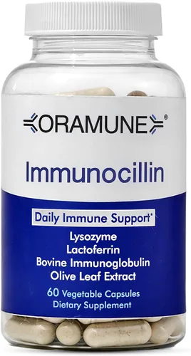 Suplemento de apoyo inmunológico de inmunocilina con lactoferrina, lisozima, inmunoglobulina bovina y extracto de hoja de olivo – Apoya la defensa
