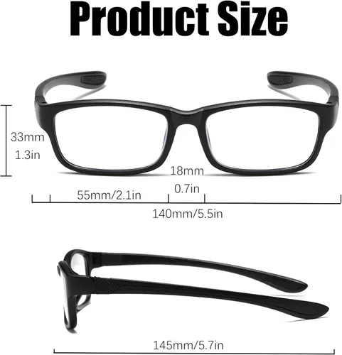 Miniatura 5 de Gafas de lectura para hombre, 4 pares, ultra ligeras, TR90, estilo deportivo, bloqueo de luz azul, lectores+3.5