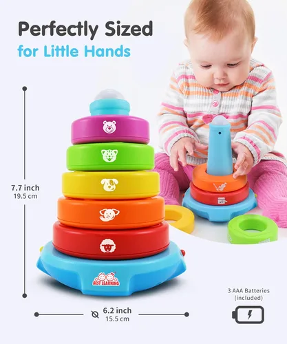 Miniatura 8 de BEST LEARNING Stack & Learn - Juguete apilable de actividades educativas de desarrollo para bebés de 6 o 9 meses en adelante Regalo de cumpleaños