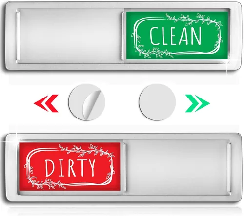 Miniatura 10 de Elegante imán para lavavajillas con texto en inglés "Clean Dirty", fácil de leer, fuerte magnético para decoración de cocina del hogar