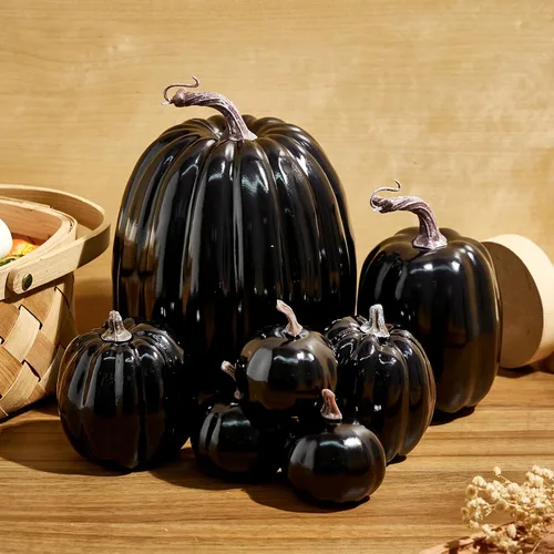Miniatura 4 de woshilaocai 7 calabazas artificiales para decoración de otoño, cosecha, Acción de Gracias, Halloween, vacaciones, decoración de casa de campo
