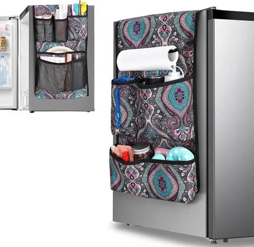 Rexmica Mini organizador de nevera, cubierta antipolvo con múltiples bolsillos para la mayoría de refrigeradores domésticos, mini organizador de
