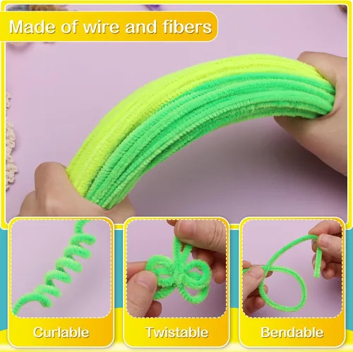 Miniatura 3 de Zlulary 100 Piezas de Limpiadores de Tubos con Tallos de Chenilla, Juego de Limpiadores de Tubos de Color Sólido para Manualidades DIY, Artes