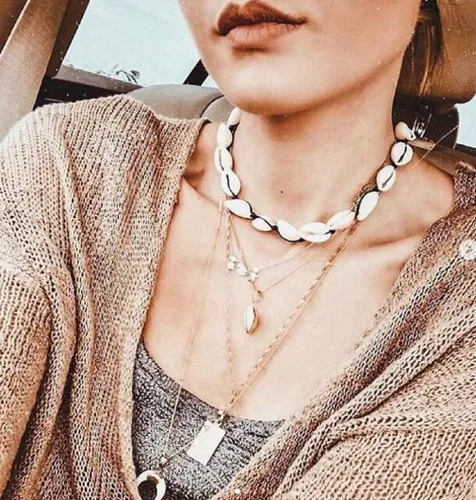 Miniatura 5 de Gargantilla Sxnk7 de conchas naturales para chica, joya de nácar con cordón estilo playa de Wakiki de Hawaii hecha a mano, gargantilla