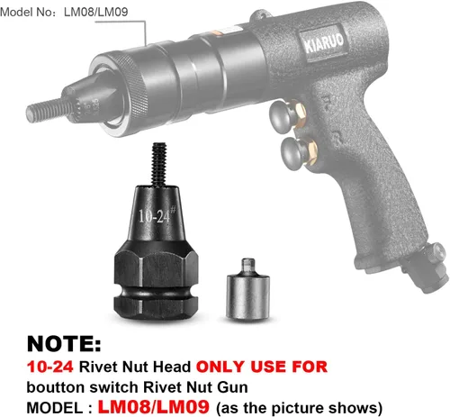 Miniatura 2 de 10-24 Cabeza de pistola de tuerca de remache autobloqueante (1pc) uso para pistola de tuerca de remache LM08/LM09