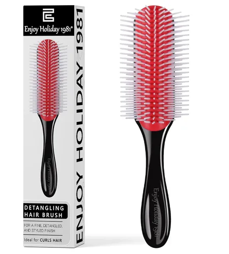 Miniatura 9 de 2 cepillos de pelo para mujeres y hombres, 7 filas y 5 filas, rizado, húmedo o seco, cepillos clásicos para cabello grueso natural, separación