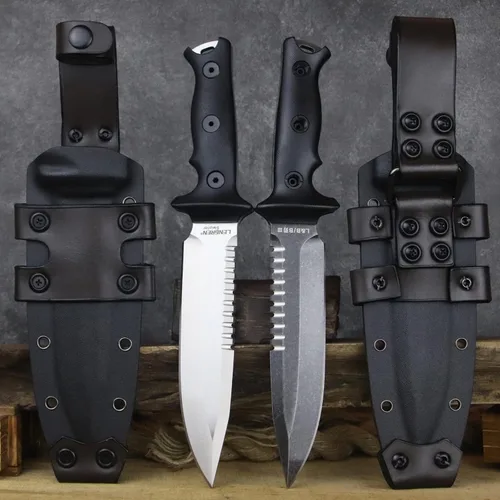 Miniatura 9 de Cuchillo táctico de 11.5 pulgadas Full Tang Jungle Primitive Fixed, Dientes Dorsal afilados y cuchillo de supervivencia para campamento, mango