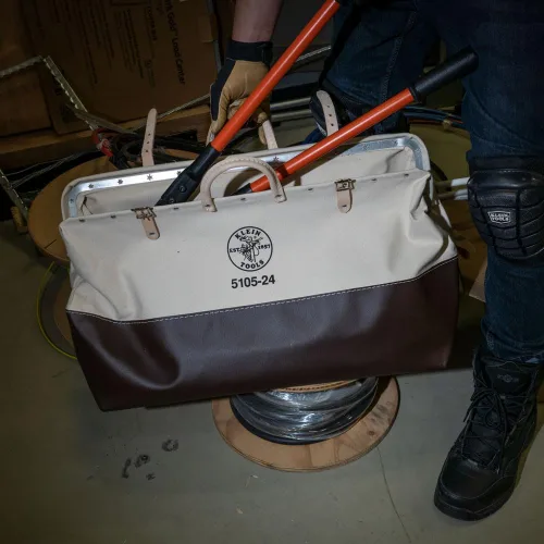 Miniatura 4 de Klein Tools 5105-24 - Bolsa de herramientas de lona resistente con parte inferior de vinilo resistente a la humedad y marco de acero para uso