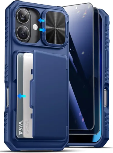 Miniatura 76 de ATATOO Funda para iPhone 17, tarjetero integrado (almacena 3-5 tarjetas) y funda para cámara deslizante y bloqueo RFID, protección de grado militar