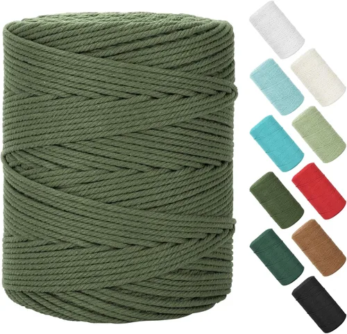 Miniatura 149 de Cordón de macramé de 0.079 in x 380 yardas (1140 pies), cuerda de algodón natural para colgar en la pared, ganchos de plantas, manualidades, Beige
