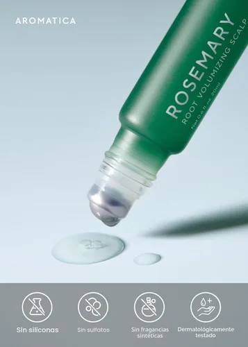 Miniatura 7 de AROMATICA Suero Voluminizante para el Cuero Cabelludo con Raíz de Romero, Suero para el Crecimiento del Cabello Roll-on, Cafeína 10,000 ppm