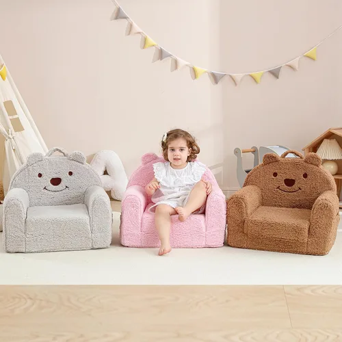 Miniatura 6 de Silla para niños pequeños, sofá plegable de oso sherpa, silla de lectura para niños, sofá abatible para niños, sofá convertible para niños de 1 a 3