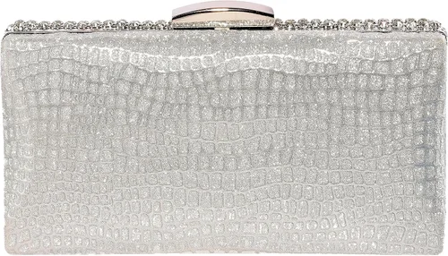 Miniatura 2 de Bolso de mano de cristal plateado para mujer, bolso de noche con purpurina para boda, cena, fiesta, baile de graduación, cóctel