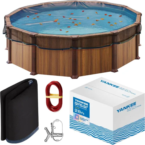 Miniatura 9 de Yankee - Cubierta de red de hojas para piscina redonda sobre el suelo de 24 pies, resistente de 0.15 pulgadas, red para proteger de hojas, desechos