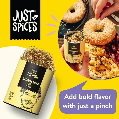 Miniatura 8 de Just Spices Aderezo para Huevos, 1.94 OZ Aderezo para desayuno y huevos con sésamo blanco, chile, tomate rallado, sal marina y más