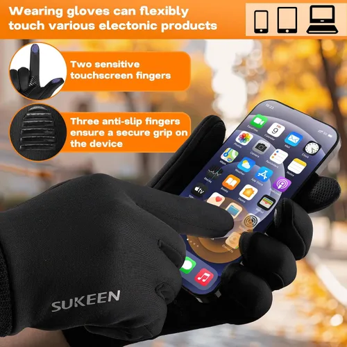Miniatura 4 de Sukeen Guantes de invierno para hombres y mujeres, para pantalla táctil, antideslizantes, ligeros, para clima frío, guantes cálidos para correr
