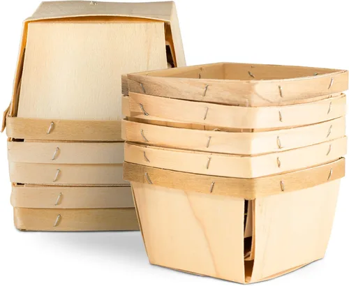 Miniatura 8 de Cestas de regalo de madera de una pinta (paquete de 25) – para recolección de frutas, arte, manualidades y decoración; cajas de madera ventiladas