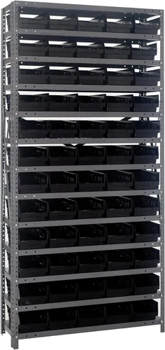 Miniatura 103 de Quantum QSBU-245BK Heavy Duty Shelving Unit with (7) Shelves and (24) QUS245 Black Bins for Garage Warehouse Storage Distribution 400 lb Load