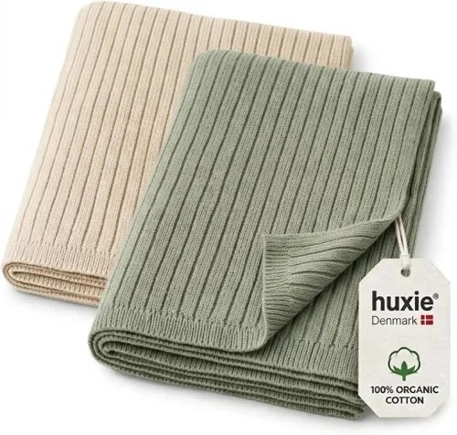 Miniatura 36 de Manta de algodón orgánico de 30 x 40 pulgadas, mantas de punto Pointelle para niños y niñas, manta ligera y suave para bebés (azul bebé)