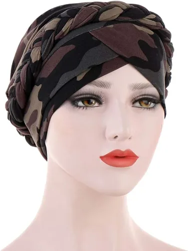 Miniatura 2 de Privnoone Turbante trenzado bonito casquillo impreso
