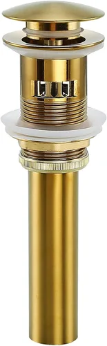 Miniatura 10 de Desagüe desplegable para lavabo de baño con desbordamiento, tapón de tocador de lavabo dorado oscuro cepillado, tapón de estilo rebote de latón