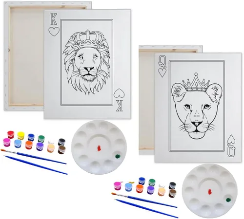 Miniatura 5 de Essenburg Kit de pintura de lienzo predibujado Fiesta de pintura y sorbo para adolescentes, niños y adultos Actividad nocturna de pareja