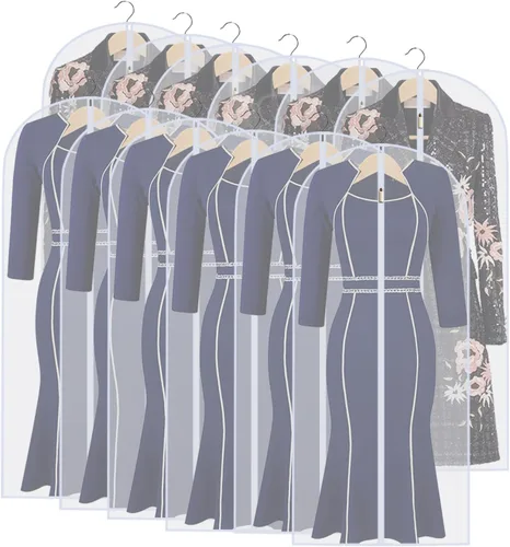Miniatura 13 de Bolsas transparentes para colgar ropa, 40 pulgadas (juego de 6), bolsas de traje para almacenamiento en armario, bolsas de plástico a prueba