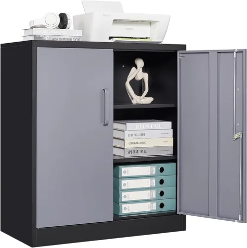 Miniatura 16 de STANI Archivador lateral de 2 cajones - Armario de almacenamiento de metal con cajones de bloqueo para archivos de tamaño carta / A4 (negro)