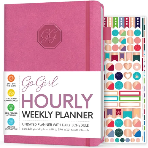 Miniatura 8 de GoGirl Planificador de Horario Semanal – Planificador de trabajo y vida por horas con franjas horarias – Organizador de agenda vertical para Rosa