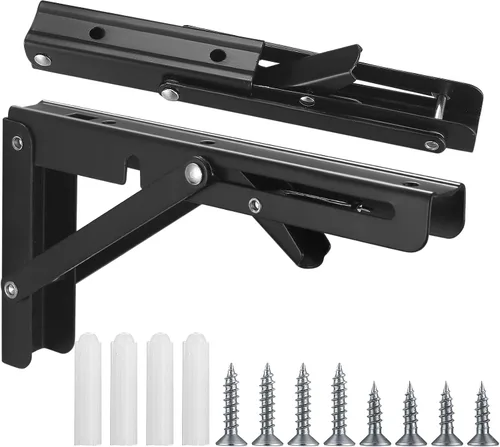 2 soportes plegables para estantes, soportes de estante triangulares flotantes resistentes de 8 pulgadas, soportes de estantes plegables, soportes