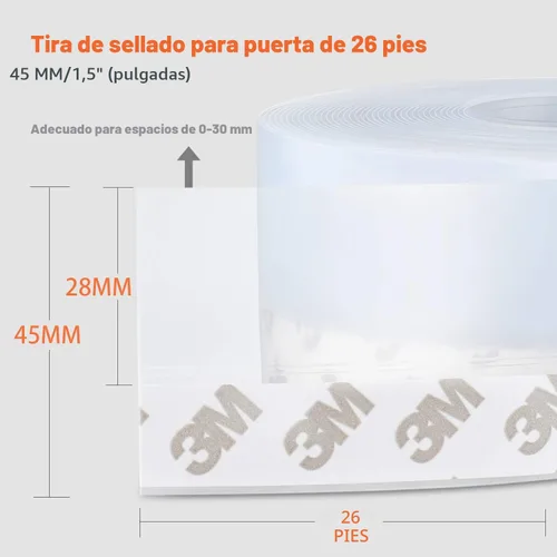 Miniatura 3 de MIKOSI cinta de sellado de silicona de 26 pies, cinta adhesiva para puertas, ventanas, huecos de duchas Transparente