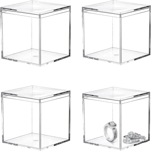 Miniatura 23 de KissYou Caja de Acrílico Grande Cajas de Exhibición Transparentes con Tapa Cubo Cuadrado Transparente Caja de Almacenamiento de Acrílico para Bodas