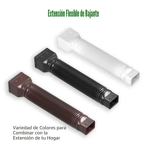 Miniatura 8 de Paquete de 2 extensiones flexibles de bajante de canalón, conector extensor de bajante de drenaje 21"-68", tornillos incluidos, blanco