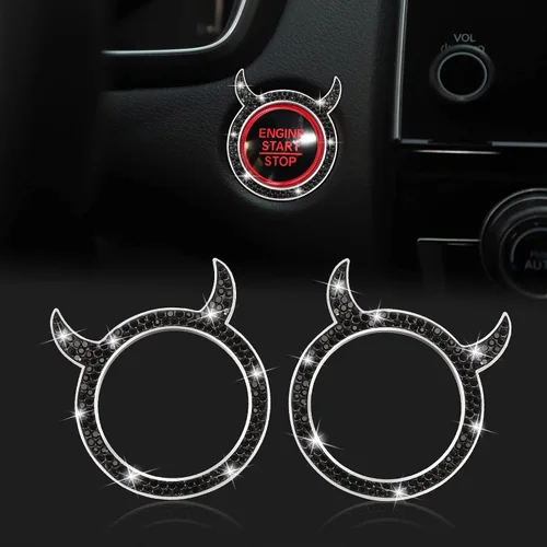 WINKA Bling Cubierta del Botón de Arranque del Motor del Coche Universal Push Start Stop Trim Anillo de Encendido Tapa Decoraciones 2 piezas