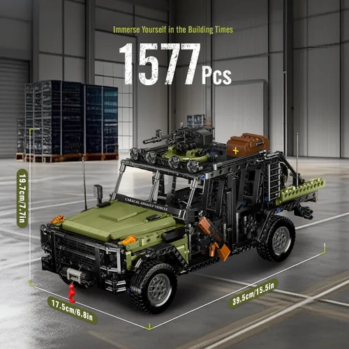 Miniatura 5 de Mould King Juego de construcción de camiones militares 20042, juguete para construir, automóvil todoterreno con control Romote, modelo militar