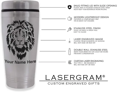 Miniatura 3 de LaserGram Taza de viajero de 16 onzas, símbolo masón, grabado personalizado incluido