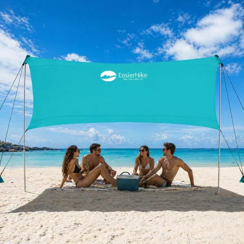 Miniatura 13 de EasierHike Tienda de campaña para playa, 7 × 7.15 pies, toldo de playa portátil fácil de desplegar, refugio de protección solar UPF50+, resistente
