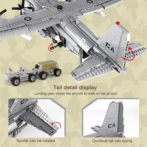 Miniatura 3 de AC-130 Gunship - Juego de bloques de construcción de aviones de 1713 piezas WW2, kit de modelo de construcción para adultos y adolescentes, avión