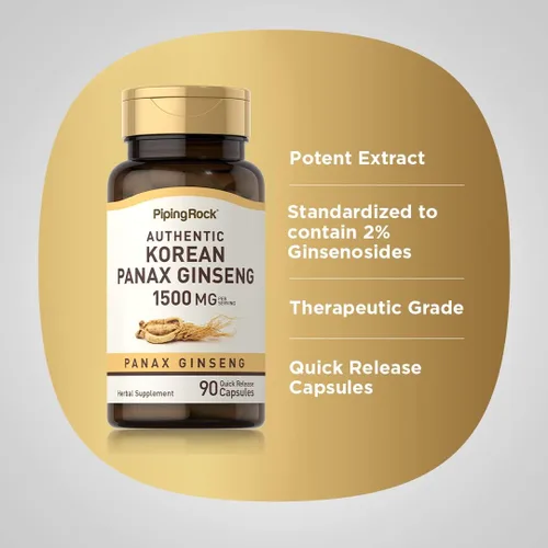 Miniatura 4 de Piping Rock Suplemento coreano de ginseng Panax 1500 mg 90 cápsulas Fórmula sin OMG y sin gluten